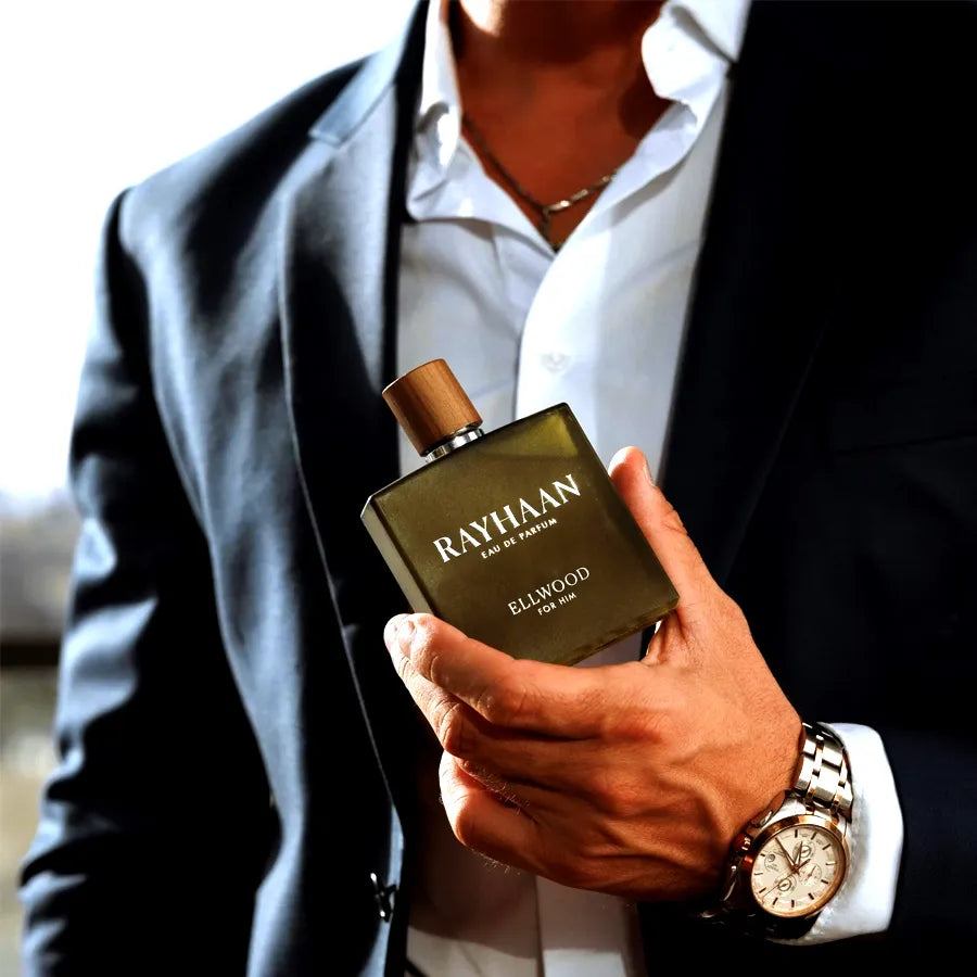 Caja original del perfume Rayhaan Ellwood 100ml