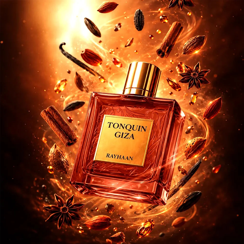 Vista frontal del perfume Rayhaan Tonquin Giza Eau De Parfum