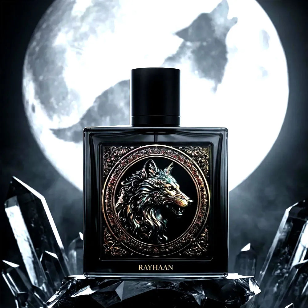 Vista frontal del perfume Rayhaan Wolf Eau de Parfum para hombre