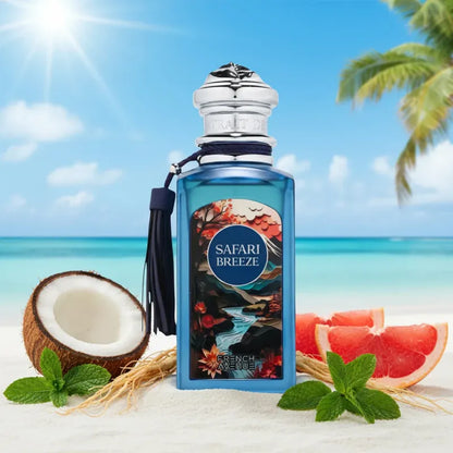 Frasco del perfume Safari Breeze French Avenue diseño elegante