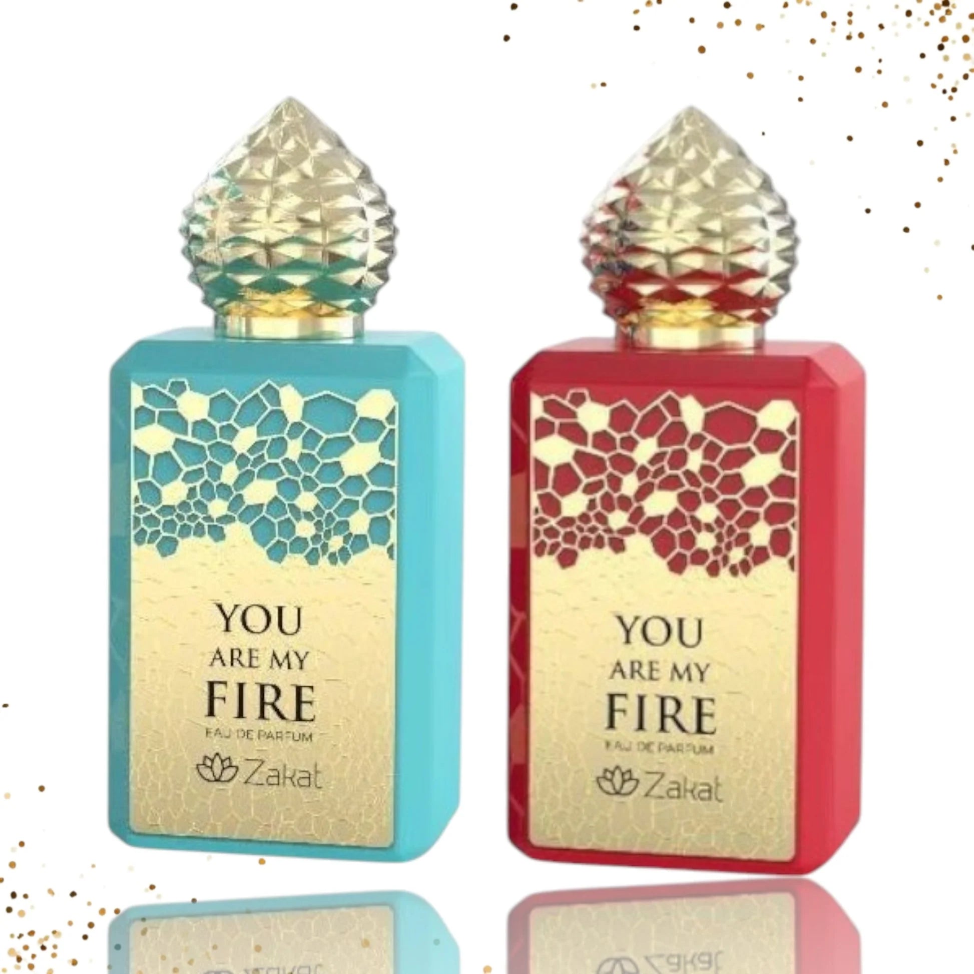 Detalle del frasco You Are My Fire Rouge Zakat Eau De Parfum 100ml
