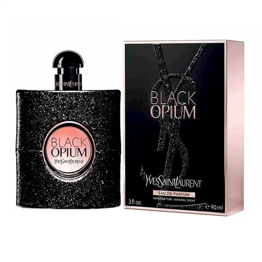 Perfume Yves Saint Laurent Black Opium Eau de Parfum 90 ml para mujer, presentación en frasco vaporizador.