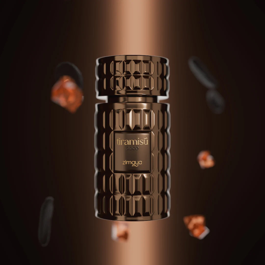 Detalle del frasco Zimaya Tiramisú Coco Eau de Parfum